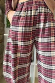 Patrick Plaid Brushed Cotton 7/8 Barrel Pant Burgundy